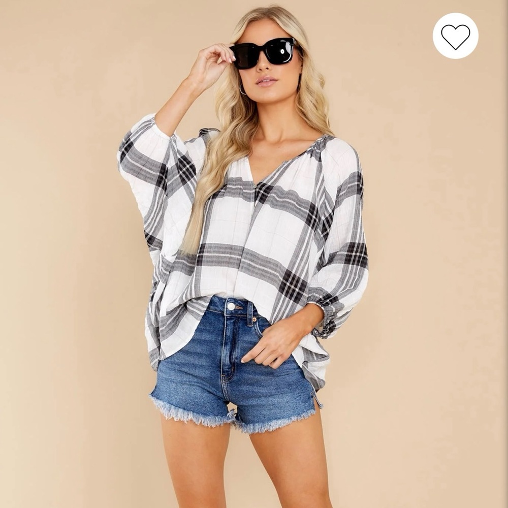 Casually Urban Black And White Plaid Top